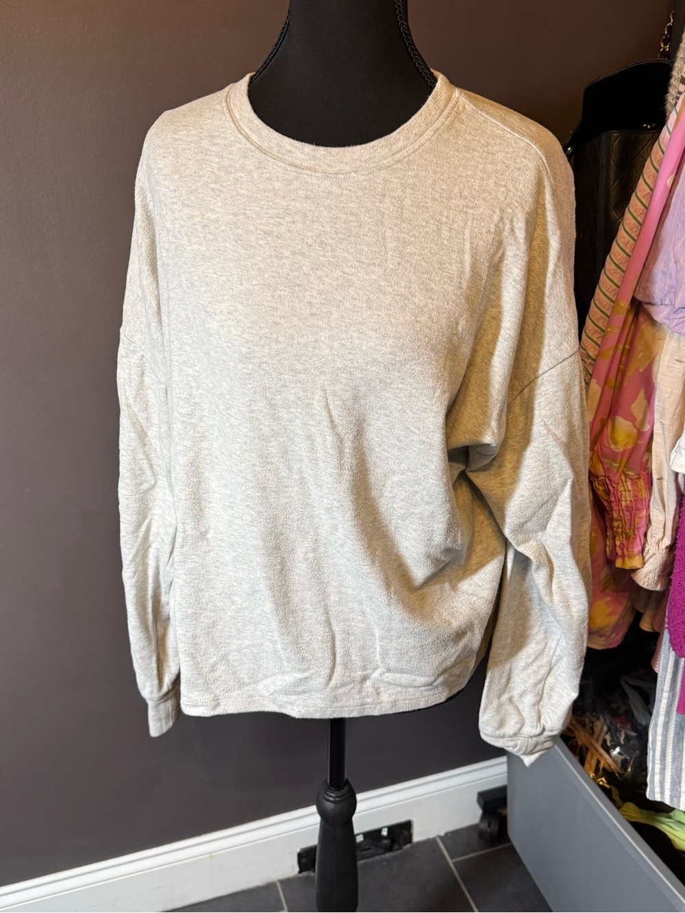 J. Crew Heathered Light Gray Crewneck Sweater
